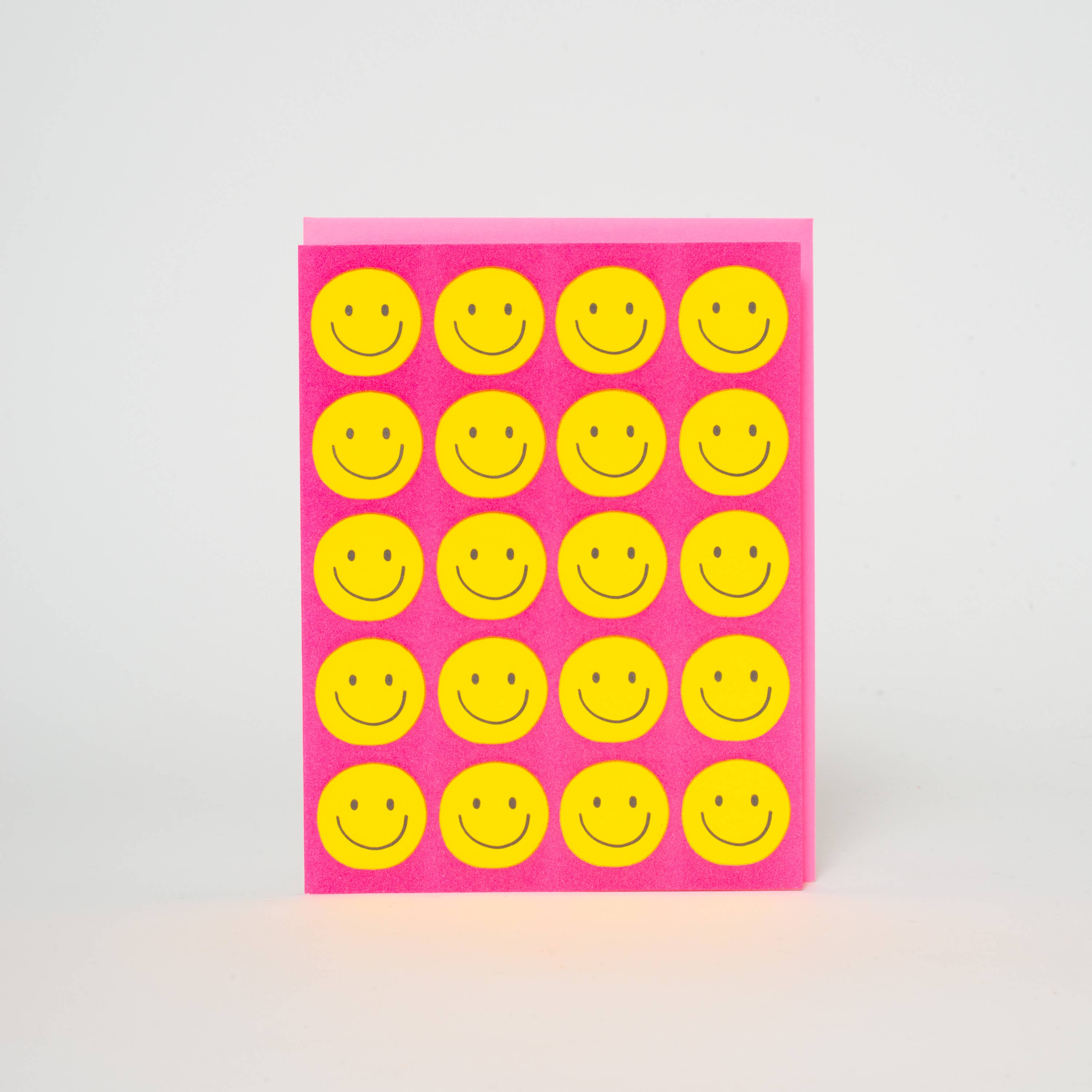 Smiley Faces Repeat Letterpress Greeting Card by Ashkahn