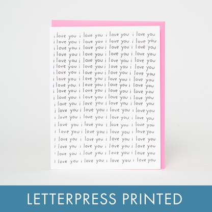 I Love You on Repeat Letterpress Greeting Card by Ashkahn