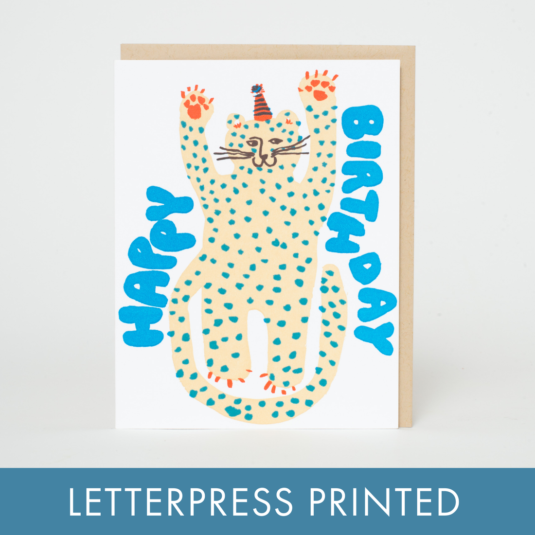 Birthday Party Cheetah Letterpress Greeting Card by Egg Press