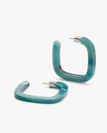Midi Square Hoops in Jadeite