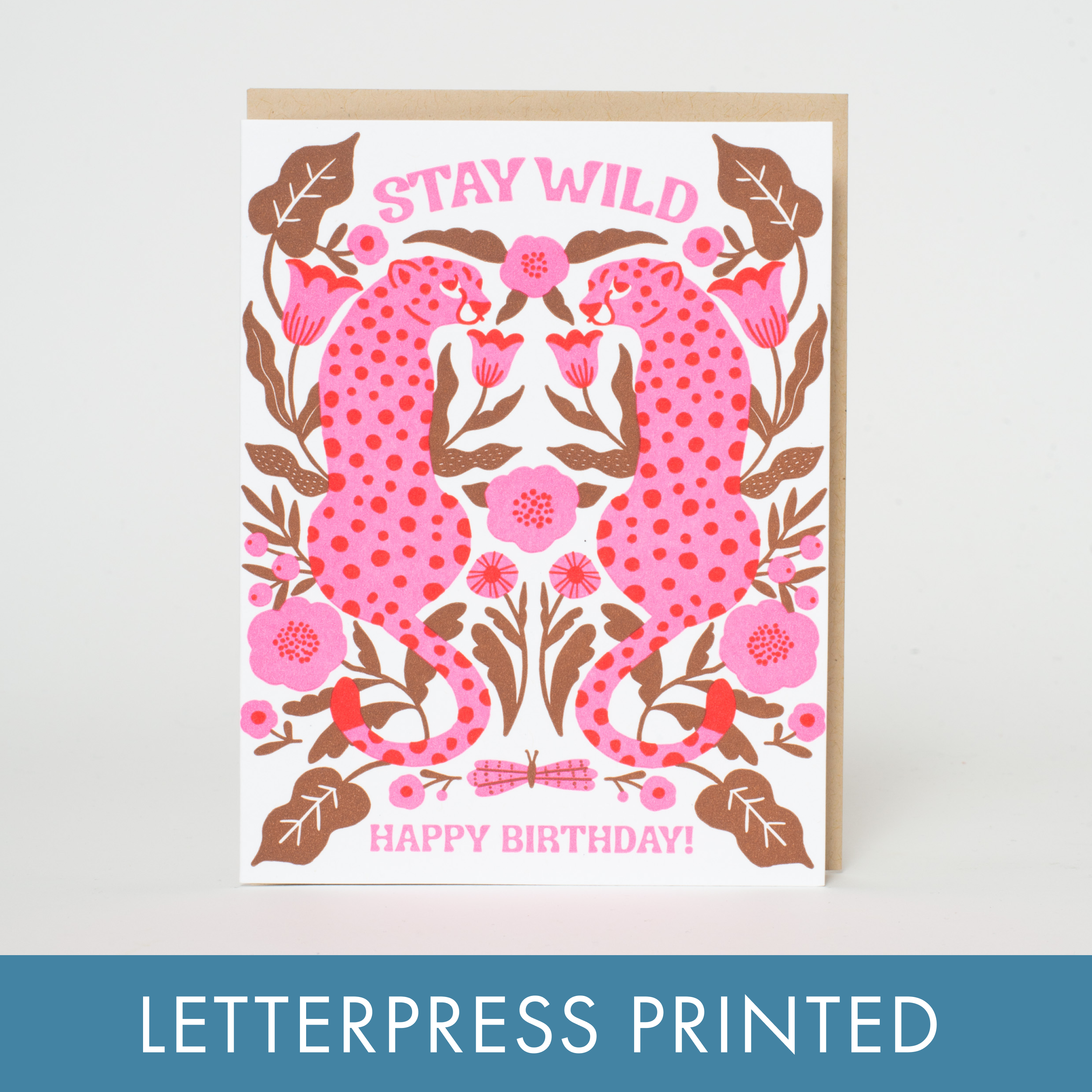 Birthday Stay Wild Leopards Letterpress Greeting Card by Hello!Lucky