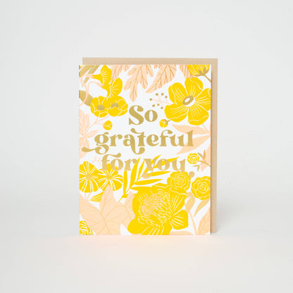 Grateful For You Floral Letterpress Greeting Card by Hello!Lucky