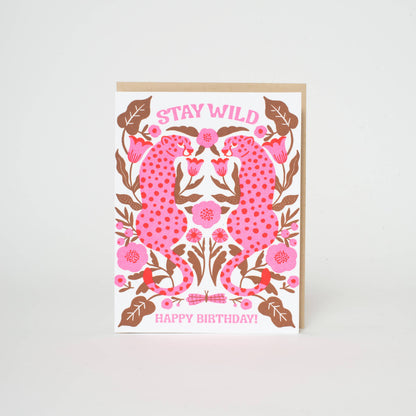 Birthday Stay Wild Leopards Letterpress Greeting Card by Hello!Lucky
