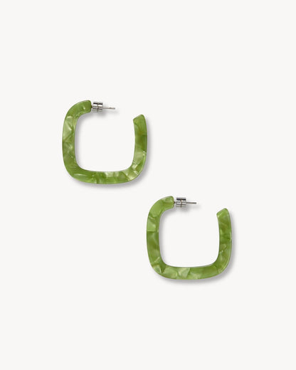 Midi Square Hoops in Pistachio