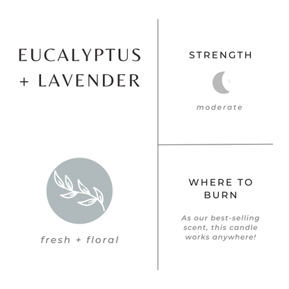Eucalyptus + Lavender Non-Toxic Soy Candle, Essential Oils, Holiday Favorite