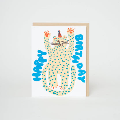 Birthday Party Cheetah Letterpress Greeting Card by Egg Press