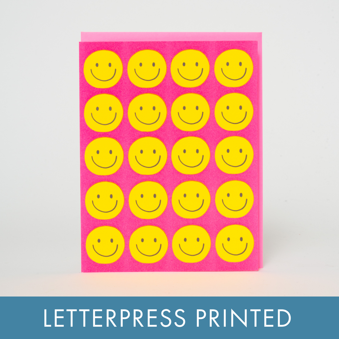 Smiley Faces Repeat Letterpress Greeting Card by Ashkahn