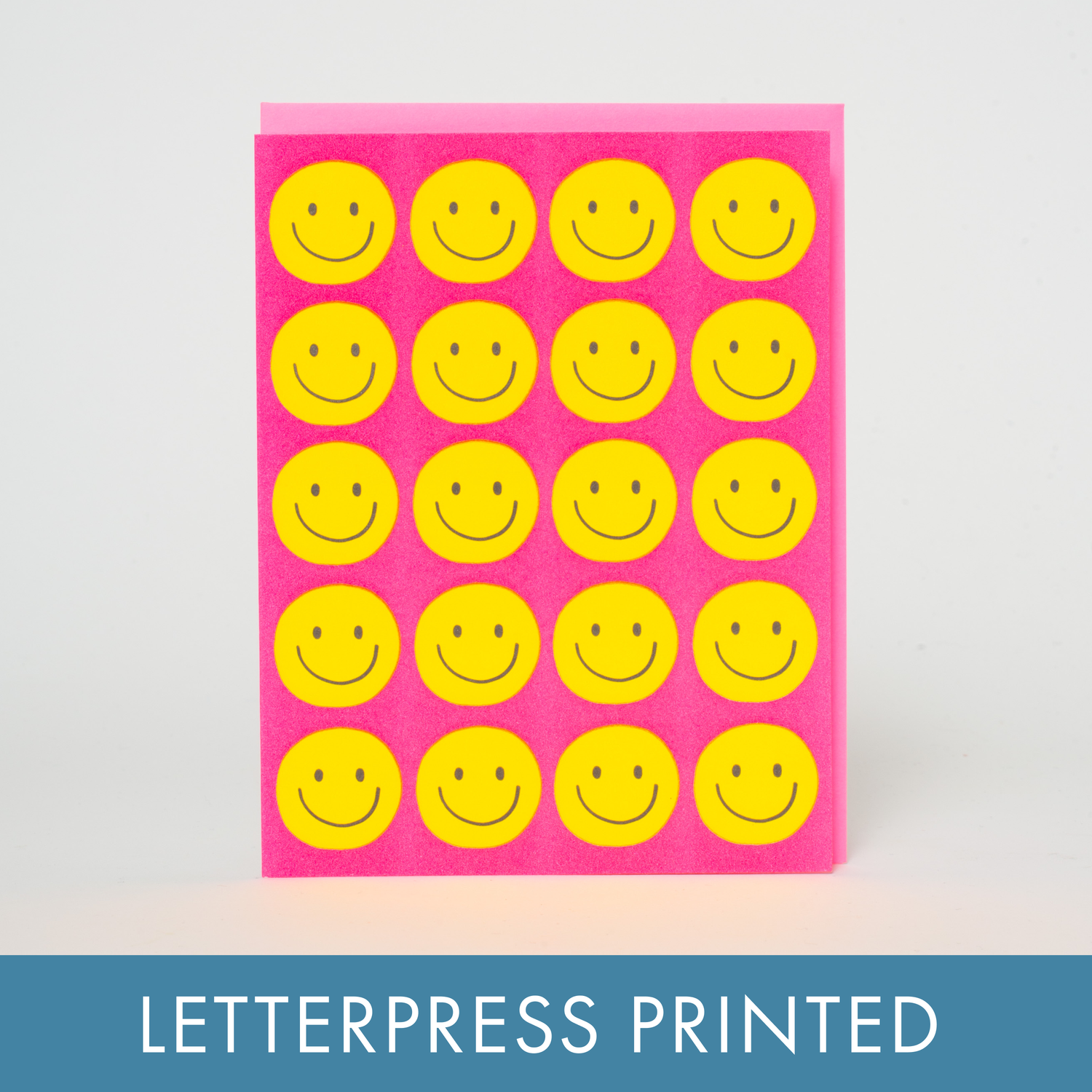 Smiley Faces Repeat Letterpress Greeting Card by Ashkahn