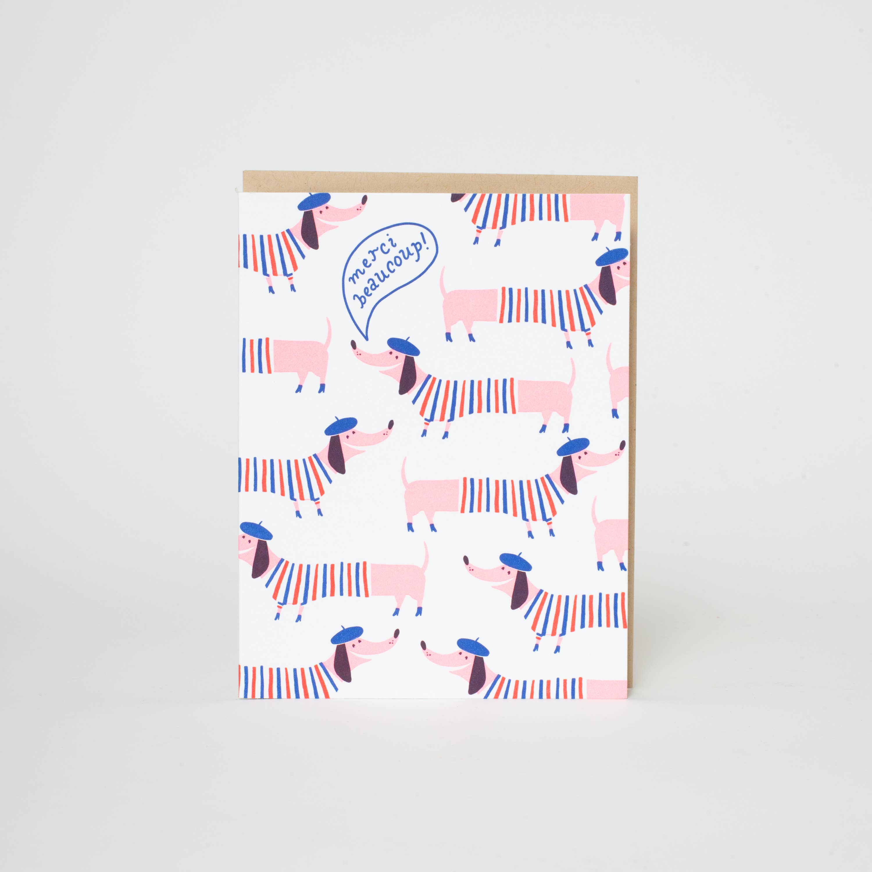 Thank You Frenchie Dogs Letterpress Greeting Card by Hello!Lucky