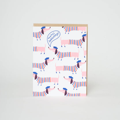 Thank You Frenchie Dogs Letterpress Greeting Card by Hello!Lucky