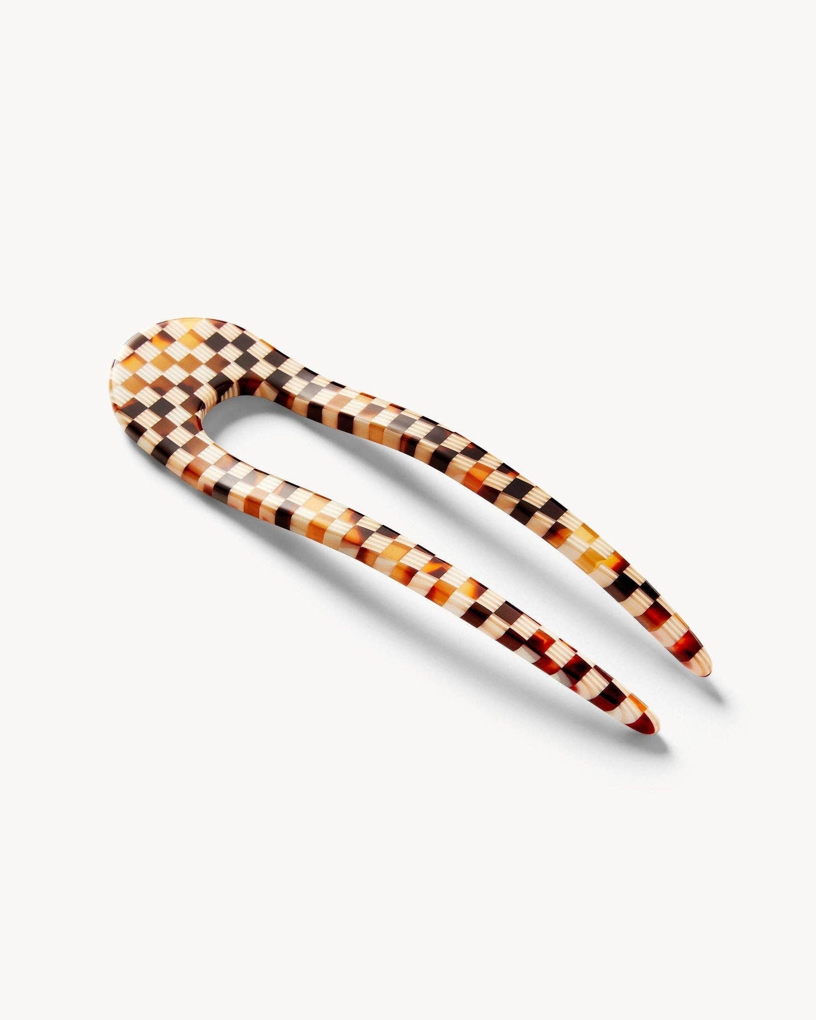 French Hair Pin in Tortoise Checker