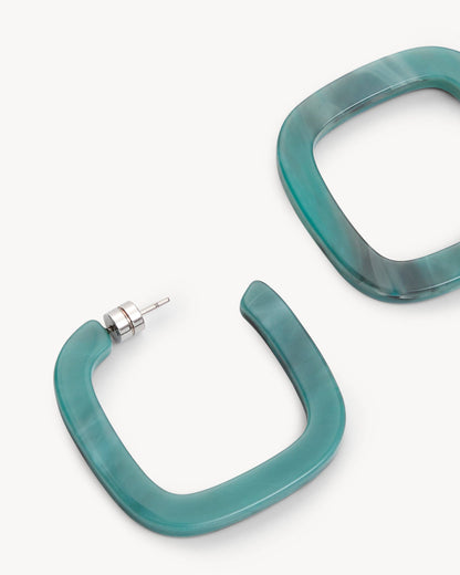Midi Square Hoops in Jadeite