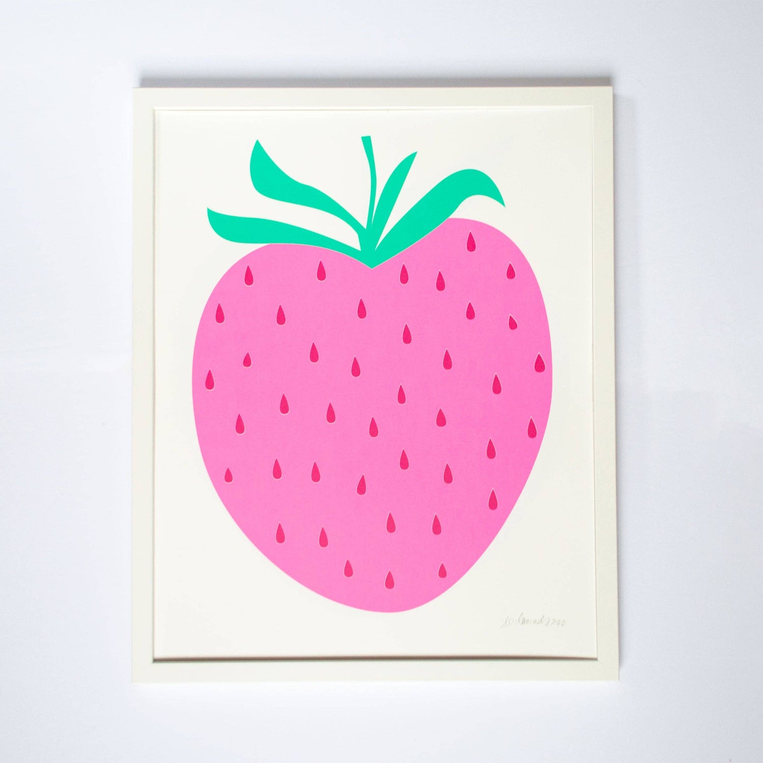 Strawberry Pastel Neon Pink Screenprint