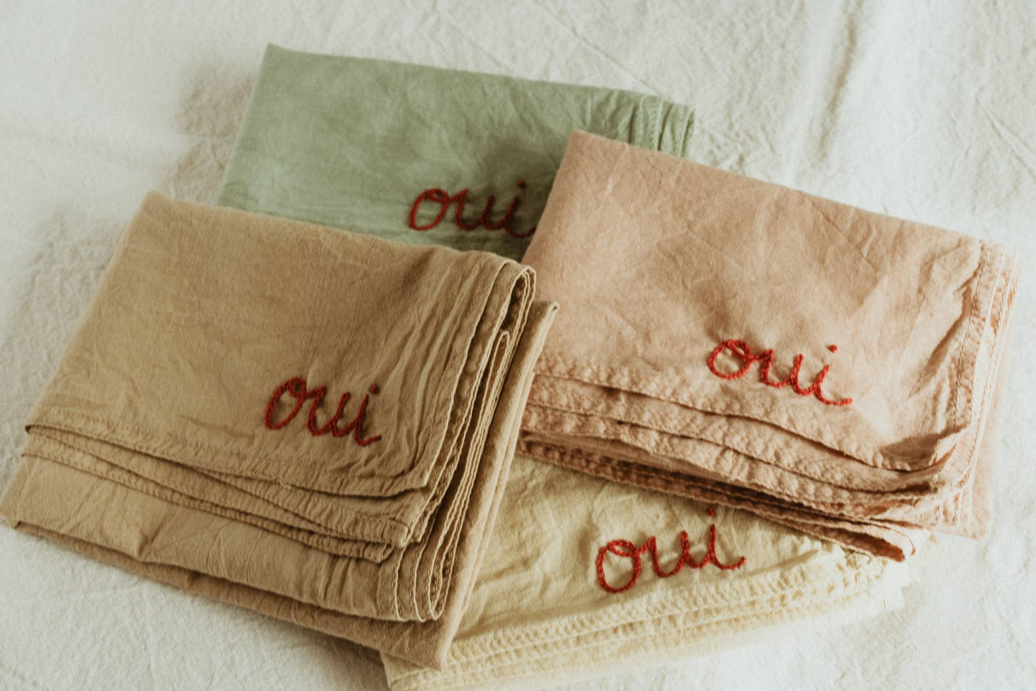 Hand embroidered hand dyed organic cotton bandana - Oui ban