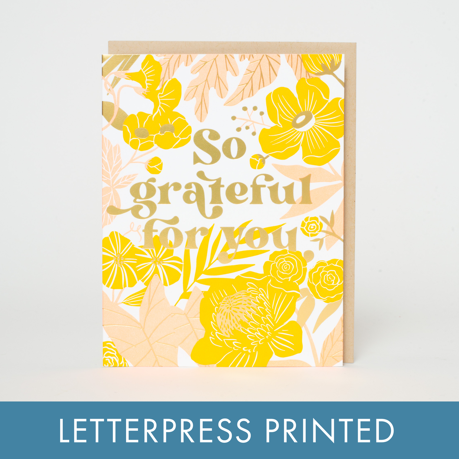 Grateful For You Floral Letterpress Greeting Card by Hello!Lucky