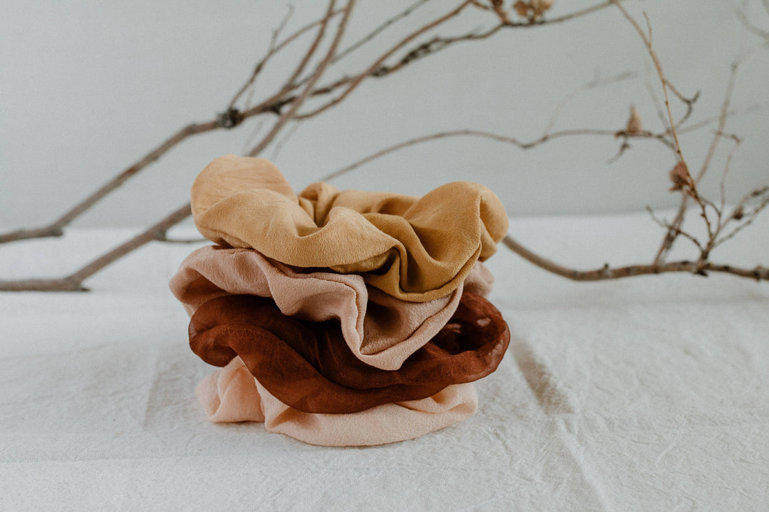 Plant dyed Plastic free silk scrunchy