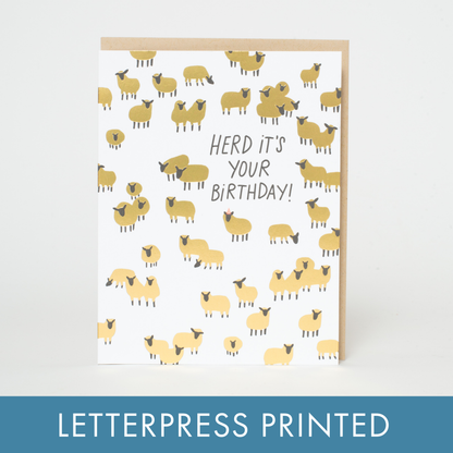 Birthday Sheep Herd Letterpress Greeting Card by Hello!Lucky