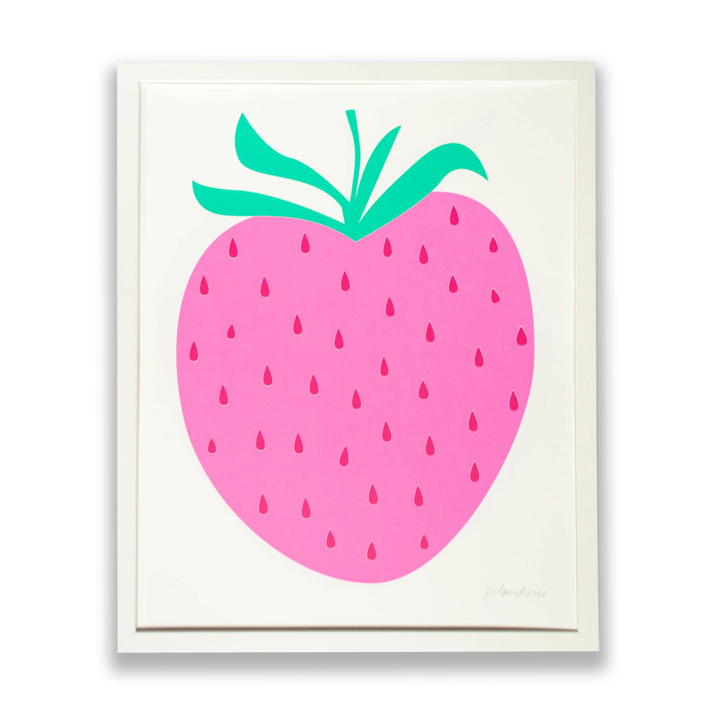 Strawberry Pastel Neon Pink Screenprint