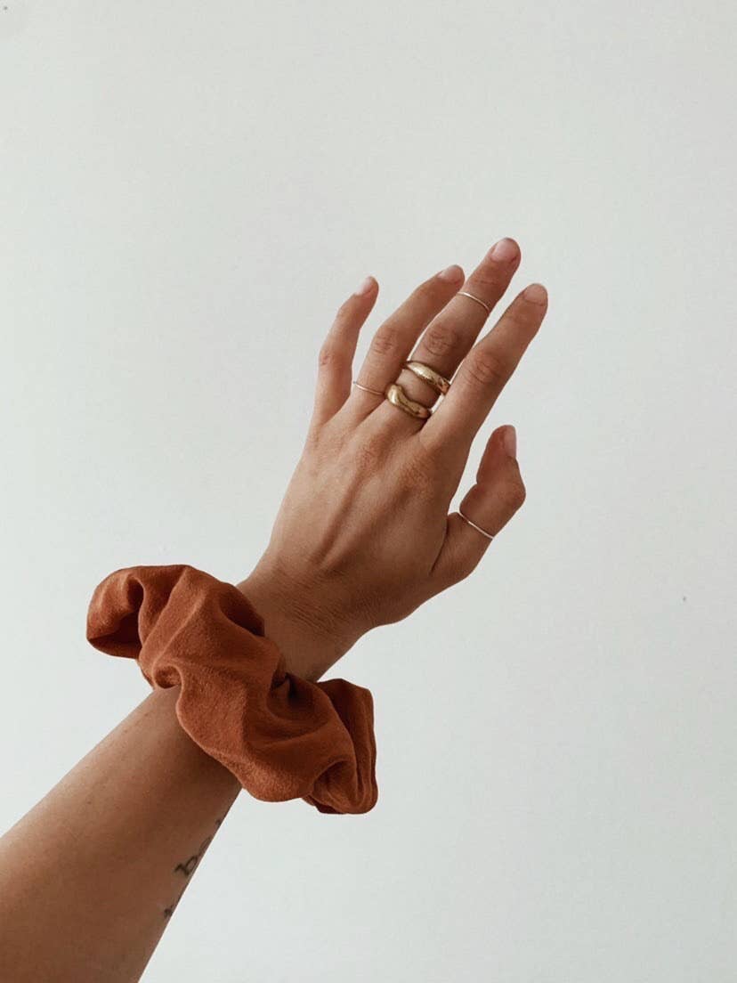 Plant dyed Plastic free silk scrunchy