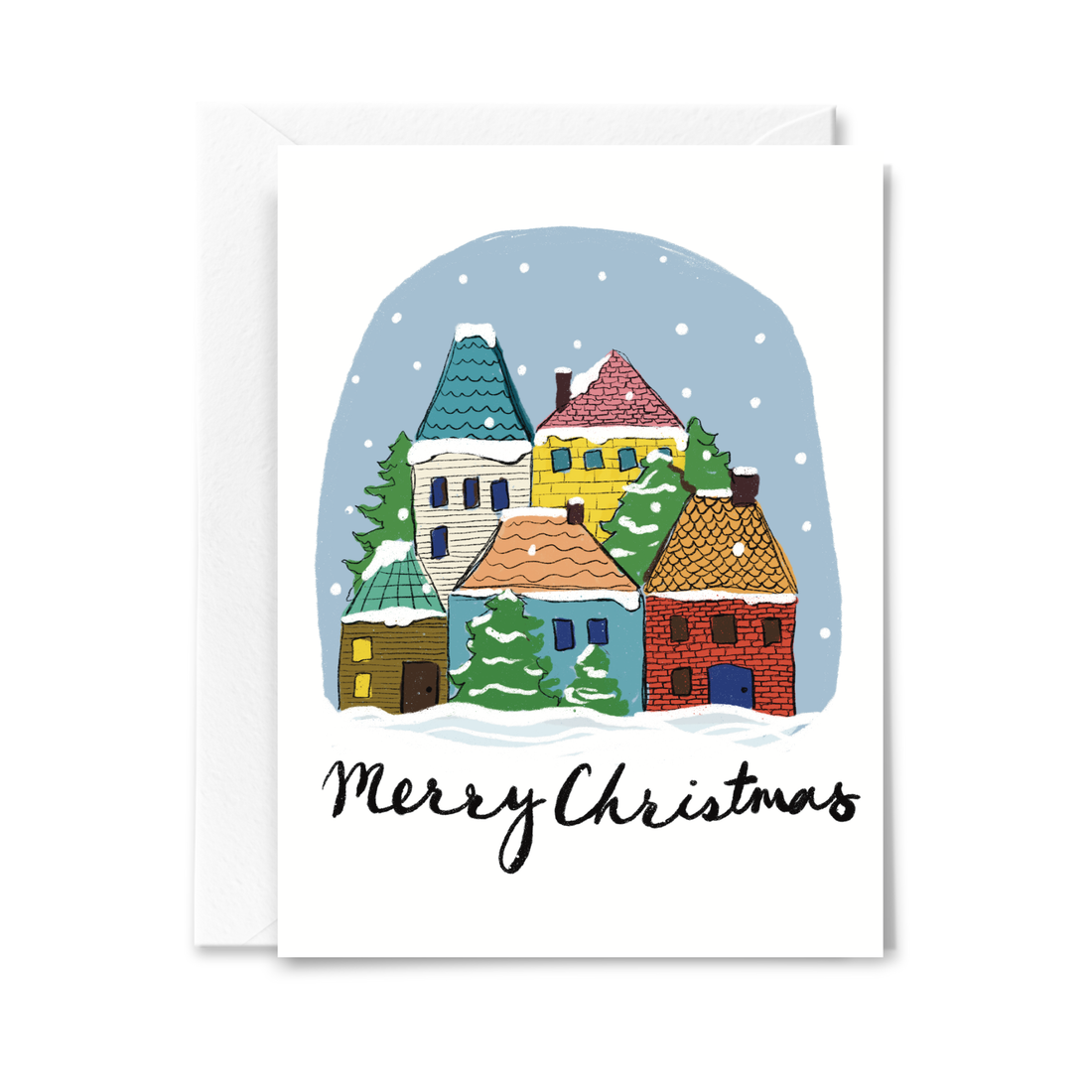 Snowy Village Christmas Card